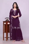 FANCY GEORGETTE SEQUENCE EMBROIDERY WORK TOP SHARARA WITH DUPATTA PURPLE