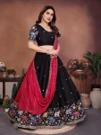 8DESIGNER GEORGETTE EMBROIDERY WORK LEHENGA CHOLI WITH DUPATTA WEDDING WEAR WHOLESALE PRICE ETHNIC GARMENT (3)