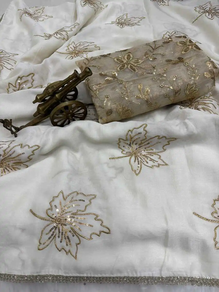 8DESIGNER VICHITRA SILK SEQUENCE EMBROIDERY WITH READYMADE LACE BORDER WORK SAREE WITH UNSTITCHED BLOUSE PARTY WEAR WHOLESALE PRICE ETHNIC GARMENT (16)