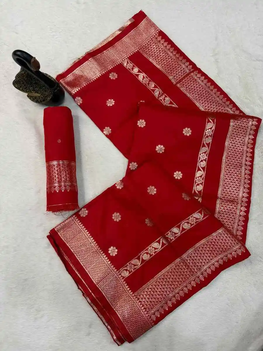 8NEW ARRIVAL BANARASI SILK ZARI WOVEN WORK SAREE WITH UNSTITCHED BLOUSE FESTIVE WEAR WHOLESALE PRICE ETHNIC GARMENT (15)