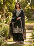 DESIGNER GMY SILK EMBROIDERY SEQUENCE WORK TOP PALAZZO WITH DUPATTA BLACK