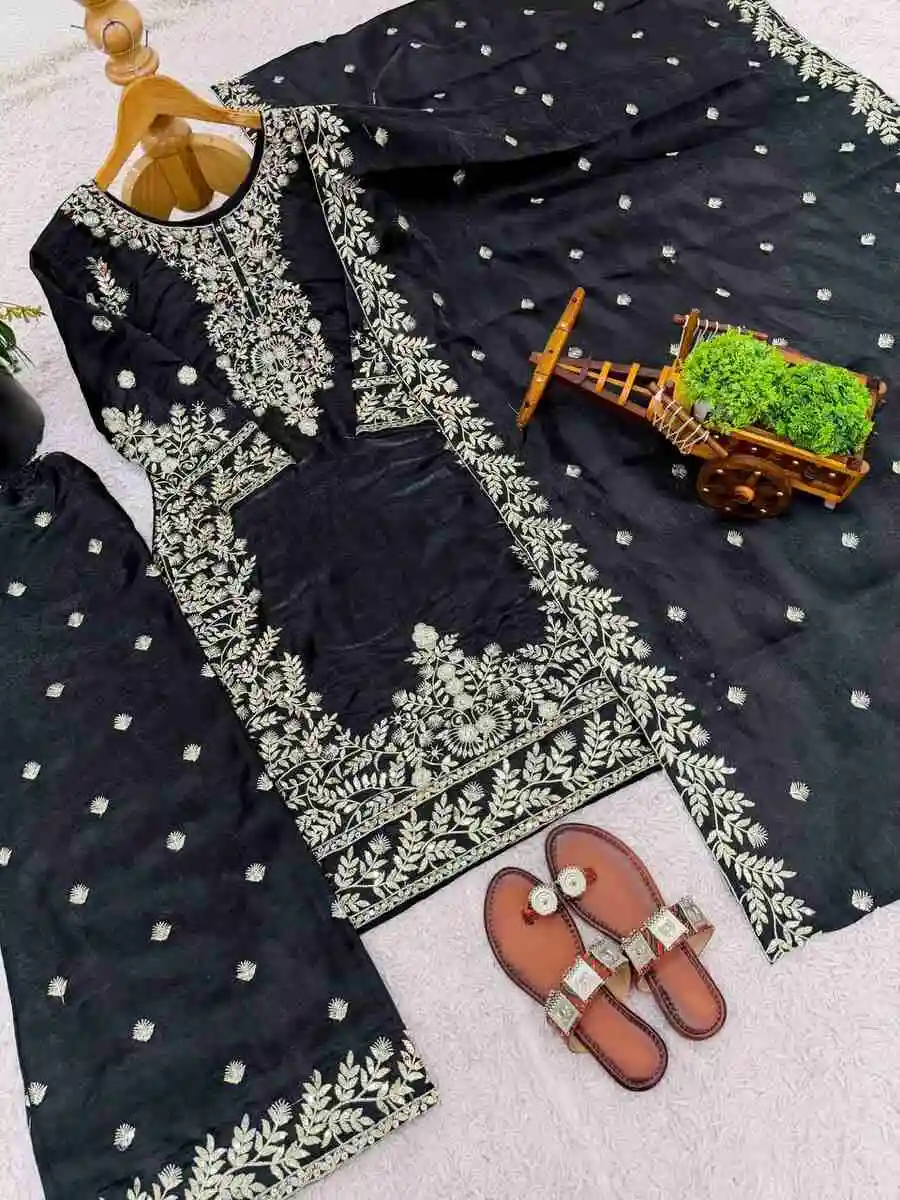 9DESIGNER GMY SILK EMBROIDERY SEQUENCE WORK TOP PALAZZO WITH DUPATTA WEDDING WEAR WHOLESALE PRICE ETHNIC GARMENT (23)