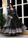 DESIGNER AMERICAN SILK THREAD WITH SEQUENCE WORK GOWN BOTTOM WITH DUPATTA WEDDING WEAR WHOLESALE PRICE ETHNIC GARMENT (2)