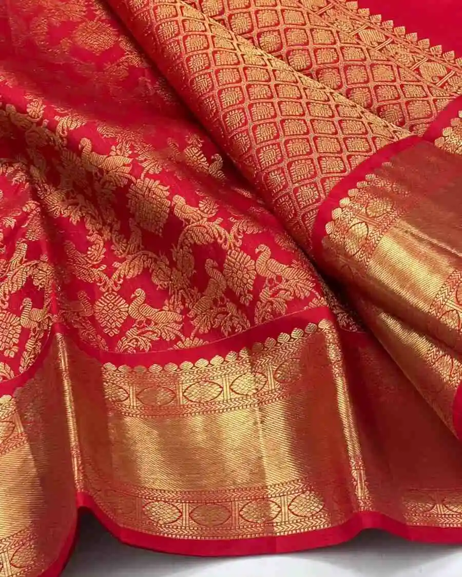 DESIGNER BANARASI SILK WEAVING WORK SAREE WITH UNSTITCHED BLOUSE FESTIVE WEAR WHOLESALE PRICE ETHNIC GARMENT (1)