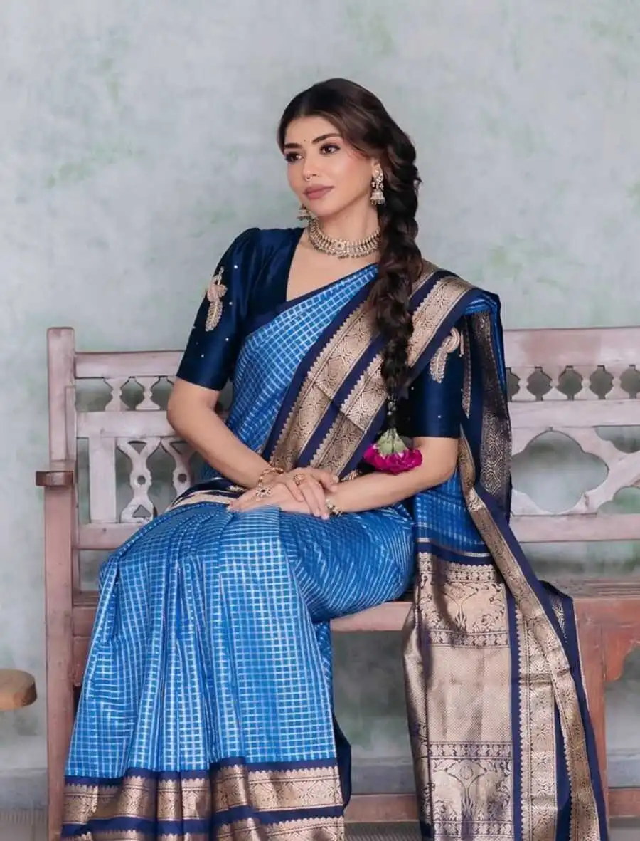 DESIGNER BANARASI SILK WEAVING WORK SAREE WITH UNSTITCHED BLOUSE FESTIVE WEAR WHOLESALE PRICE ETHNIC GARMENT (7)