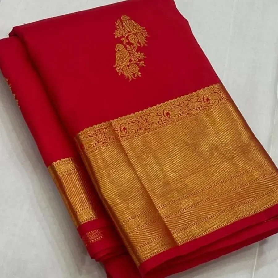 DESIGNER BANARASI SILK WEAVING WORK SAREE WITH UNSTITCHED BLOUSE FESTIVE WEAR WHOLESALE PRICE ETHNIC GARMENT (9)