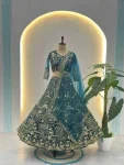 DESIGNER BUTTURFLY NET SEQUENCE AND CODING EMBROIDERY WORK LEHENGA CHOLI WITH DUPATTA RAMA