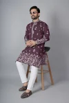 DESIGNER CHANDERI SILK EMBROIDERY SEQUENCE WORK MEN’S KURTA PAYJAMAN WEDDING WEAR WHOLESALE PRICE ETHNIC GARMENT (3)