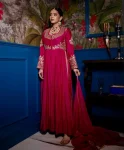 DESIGNER CHINON EMBROIDERY WITH THREAD & SEQUENCE WORK TOP BOTTOM WITH DUPATTA PINK