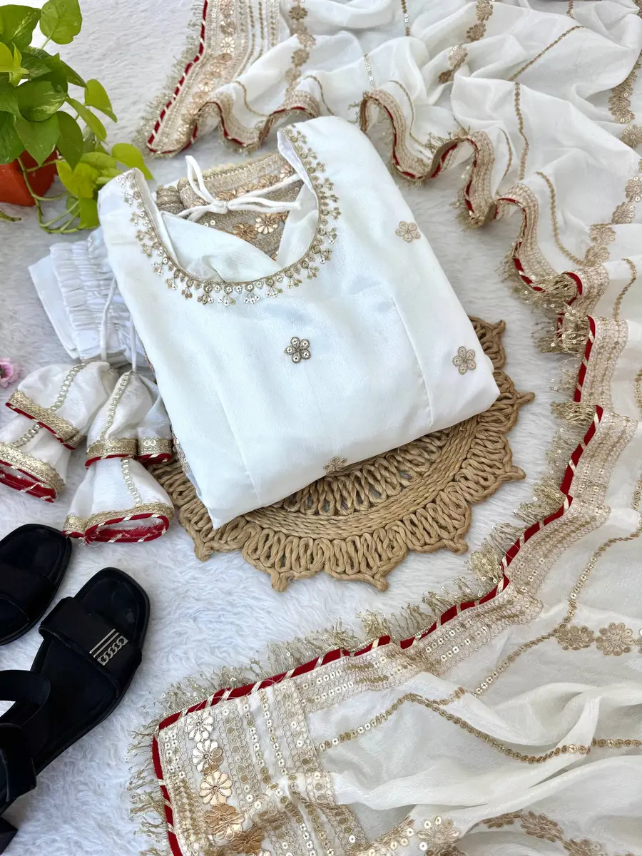 DESIGNER CHINON SEQUENCE EMBROIDERY SLEEVE SEQUENCE LACE WORK GOWN BOTTOM WITH DUPATTA WEDDING WEAR WHOLESALE PRICE ETHNIC GARMENT (1)