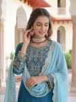 DESIGNER CHINON SILK EMBROIDERY CODING SEQUENCE WORK TOP PALAZZO WITH DUPATTA FESTIVE WEAR WHOLESALE PRICE ETHNIC GARMENT (10)