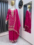 DESIGNER CHINON SILK EMBROIDERY SEQUENCE WORK TOP PALAZZO WITH DUPATTA FESTIVE WEAR WHOLESALE PRICE ETHNIC GARMENT (8)