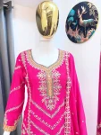 DESIGNER CHINON SILK EMBROIDERY SEQUENCE WORK TOP PALAZZO WITH DUPATTA FESTIVE WEAR WHOLESALE PRICE ETHNIC GARMENT (8)