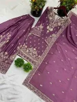 DESIGNER CHINON SILK EMBROIDERY SEQUENCE WORK TOP PALAZZO WITH DUPATTA FESTIVE WEAR WHOLESALE PRICE ETHNIC GARMENT (9)