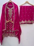 DESIGNER CHINON SILK EMBROIDERY SEQUENCE WORK TOP PALAZZO WITH DUPATTA FESTIVE WEAR WHOLESALE PRICE ETHNIC GARMENT (8)