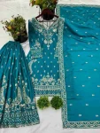 DESIGNER CHINON SILK EMBROIDERY SEQUENCE WORK TOP PALAZZO WITH DUPATTA FESTIVE WEAR WHOLESALE PRICE ETHNIC GARMENT (2)