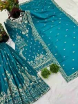DESIGNER CHINON SILK EMBROIDERY SEQUENCE WORK TOP PALAZZO WITH DUPATTA FESTIVE WEAR WHOLESALE PRICE ETHNIC GARMENT (2)