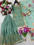 DESIGNER CHINON SILK EMBROIDERY SEQUENCE WORK TOP PALAZZO WITH DUPATTA WEDDING WEAR WHOLESALE PRICE ETHNIC GARMENT (3)