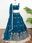 DESIGNER CHINON SILK THREAD & SEQUENCE WORK LEHENGA CHOLI WITH DUPATTA WEDDING WEAR WHOLESALE PRICE ETHNIC GARMENT (1)