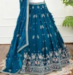 DESIGNER CHINON SILK THREAD & SEQUENCE WORK LEHENGA CHOLI WITH DUPATTA WEDDING WEAR WHOLESALE PRICE ETHNIC GARMENT (1)