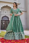 DESIGNER CREPE SILK EMBROIDERY SEQUENCE WORK LEHENGA CHOLI WITH DUPATTA WEDDING WEAR WHOLESALE PRICE ETHNC GARMENT (6)