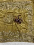 DESIGNER FENDY CHIFFON SEQUENCE EMBROIDERY WORK SAREE WITH UNSTITCHED BLOUSE YELLOW