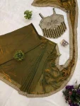 DESIGNER FENDY SATIN EMBROIDERY LACE BORDER WORK READY TO WEAR SAREE WITH STITCHED BLOUSE PARTY WEAR WHOLESALE PRICE ETHNIC GARMENT (4)