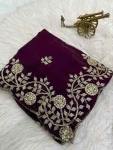DESIGNER FENDY SATIN EMBROIDERY WORK AND MULTI THREAD WORK WITH ARC CUT WORK BORDER SAREE WITH UNSTITCHED BLOUSE WEDDING WEAR WHOLESALE PRICE ETHNIC GARMENT (8).jpg.webp