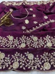DESIGNER FENDY SATIN EMBROIDERY WORK AND MULTI THREAD WORK WITH ARC CUT WORK BORDER SAREE WITH UNSTITCHED BLOUSE WEDDING WEAR WHOLESALE PRICE ETHNIC GARMENT (8).jpg.webp