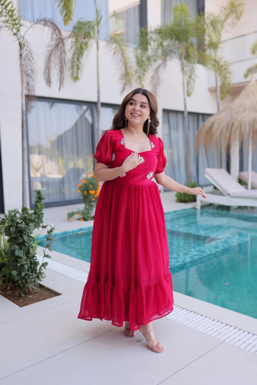 DESIGNER GEORGETTE BEADS EMBROIDERY WORK GOWN FESTIVE WEAR WHOLESALE PRICE ETHNIC GARMENT (1)