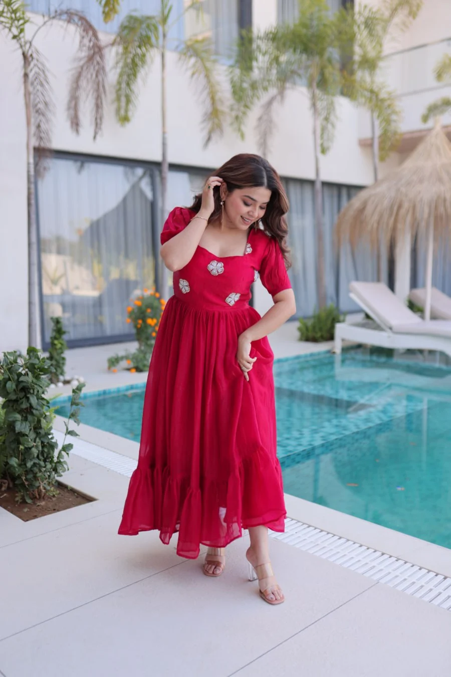 DESIGNER GEORGETTE BEADS EMBROIDERY WORK GOWN FESTIVE WEAR WHOLESALE PRICE ETHNIC GARMENT (10)