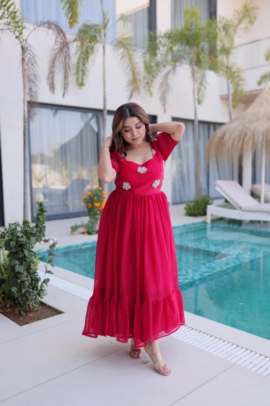 DESIGNER GEORGETTE BEADS EMBROIDERY WORK GOWN FESTIVE WEAR WHOLESALE PRICE ETHNIC GARMENT (3)