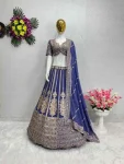 DESIGNER GEORGETTE CHAIN SEQUNCE WORK LEHENGA CHOLI WITH DUPATTA BLUE