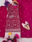 DESIGNER GEORGETTE EMBROIDERY SEQUENCE WORK TOP PALAZZO WITH DUPATTA WEDDING WEAR WHOLESALE PRICE ETHNIC GARMENT (1)
