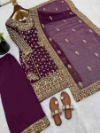 DESIGNER GEORGETTE EMBROIDERY SEQUENCE WORK TOP PALAZZO WITH DUPATTA WEDDING WEAR WHOLESALE PRICE ETHNIC GARMENT (6)