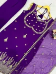 DESIGNER GEORGETTE EMBROIDERY WORK TOP BOTTOM WITH DUPATTA FESTIVE WEAR WHOLESALE PRICE ETHNIC GARMENT (9)