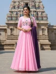 DESIGNER GEORGETTE HAND WORK GOWN WITH DUPATTA BABY PINK