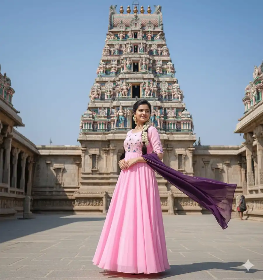 DESIGNER GEORGETTE HAND WORK GOWN WITH DUPATTA FESTIVE WEAR WHOLESALE PRICE ETHNIC GARMENT (4)