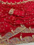 DESIGNER GEORGETTE MULTI THREAD WITH SEQUENCE EMBROIDERY WORK SAREE WITH UNSTITCHED BLOUSE WEDDING WEAR WHOLESALE PRICE ETHNIC GARMENT (3)