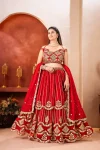 DESIGNER GEORGETTE SEQUENCE AND ZARI EMBROIDERY WORK LEHENGA CHOLI WITH DUPATTA RED