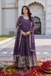 DESIGNER GEORGETTE SEQUENCE EMBROIDERY WORK GOWN WITH DUPATTA PURPLE