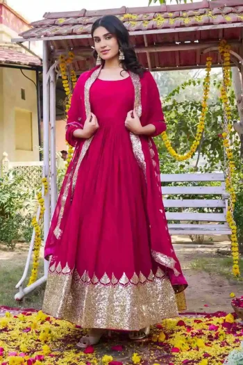 DESIGNER GEORGETTE SEQUENCE EMBROIDERY WORK GOWN WITH DUPATTA RANI