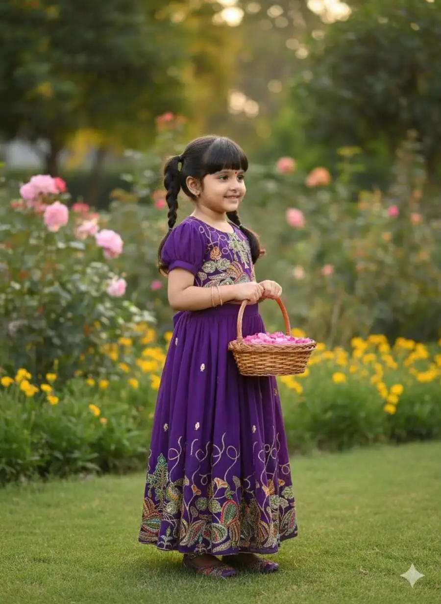 DESIGNER GEORGETTE SEQUENCE EMBROIDERY WORK KID'S LEHENGA CHOLI WITH DUPATTA PARTY WEAR WHOLESALE PRICE ETHNIC GARMENT (12)