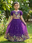 DESIGNER GEORGETTE SEQUENCE EMBROIDERY WORK KID’S LEHENGA CHOLI WITH DUPATTA PARTY WEAR WHOLESALE PRICE ETHNIC GARMENT (11)
