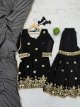 DESIGNER GEORGETTE SEQUENCE EMBROIDERY WORK TOP SHARARA WITH DUPATTA FESTIVE WEAER WHOLESALE PRICE ETHNIC GARMENT (11)