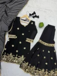 DESIGNER GEORGETTE SEQUENCE EMBROIDERY WORK TOP SHARARA WITH DUPATTA FESTIVE WEAER WHOLESALE PRICE ETHNIC GARMENT (11)