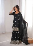 DESIGNER GEORGETTE SEQUENCE EMBROIDERY WORK TOP SHARARA WITH DUPATTA FESTIVE WEAER WHOLESALE PRICE ETHNIC GARMENT (11)