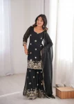 DESIGNER GEORGETTE SEQUENCE EMBROIDERY WORK TOP SHARARA WITH DUPATTA FESTIVE WEAER WHOLESALE PRICE ETHNIC GARMENT (11)