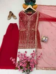 24DESIGNER GEORGETTE SEQUENCE & ZARI EMBROIDERY WORK TOP PALAZZO WITH DUPATTA WEDDING WEAR WHOLESALE PRICE ETHNIC GARMENT (32)