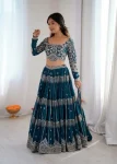 DESIGNER GEORGETTE THREAD EMBROIDERY WITH SEQUENCE WORK LEHENGA CHOLI WITH DUPATTA WEDDING WEAR WHOLESALE PRICE ETHNIC GARMENT (13)